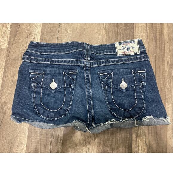 True Religion Dark Wash Cuffed Denim Shorts – Size 28 - Picture 1 of 6